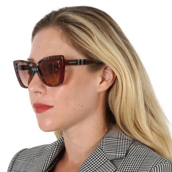 NEW Burberry BE4393 MERYL 405413 Check Bordeaux Gradient Women Sunglasses - Picture 4 of 10